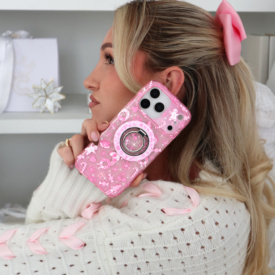 Pink Christmas Glitter iPhone Case lifestyle