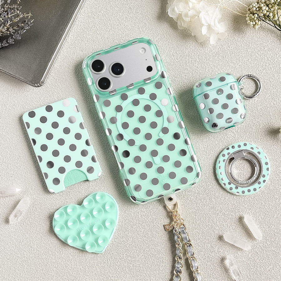 Mint Chrome Polka Dot iPhone Case lifestyle