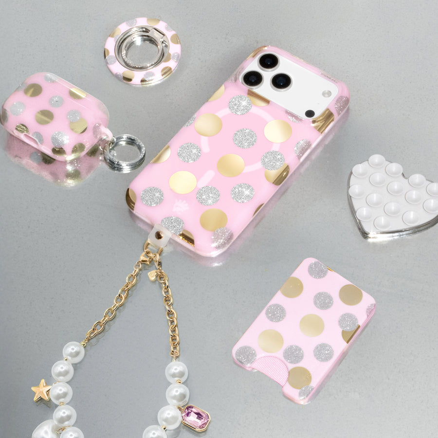 Pink Glitter Polka Dot iPhone Case lifestyle