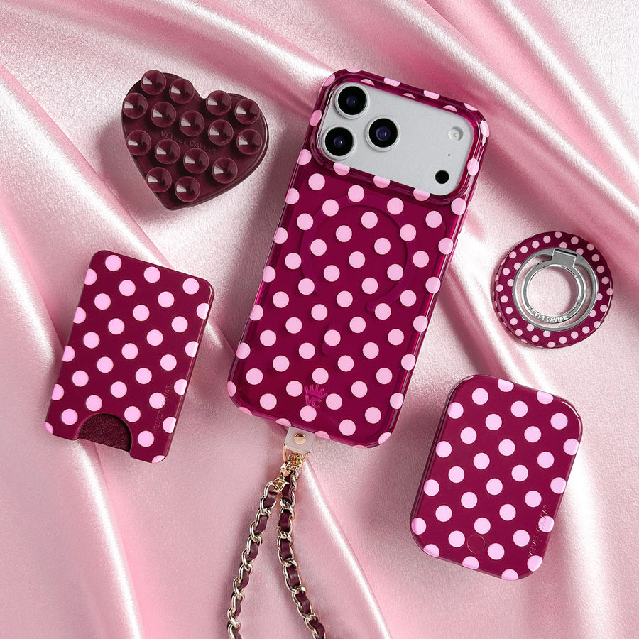 Raspberry Polka Dot iPhone Case lifestyle