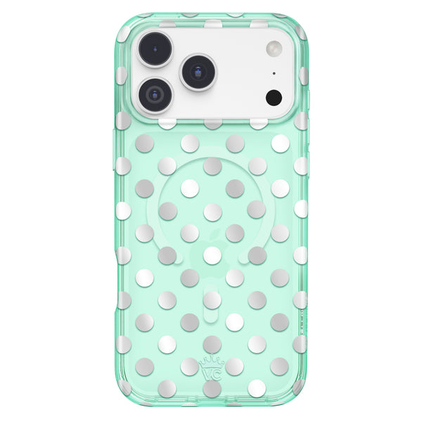 Mint Chrome Polka Dot iPhone Case