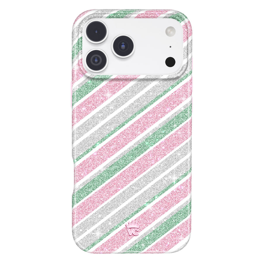 Peppermint Stripes Glitter iPhone Case