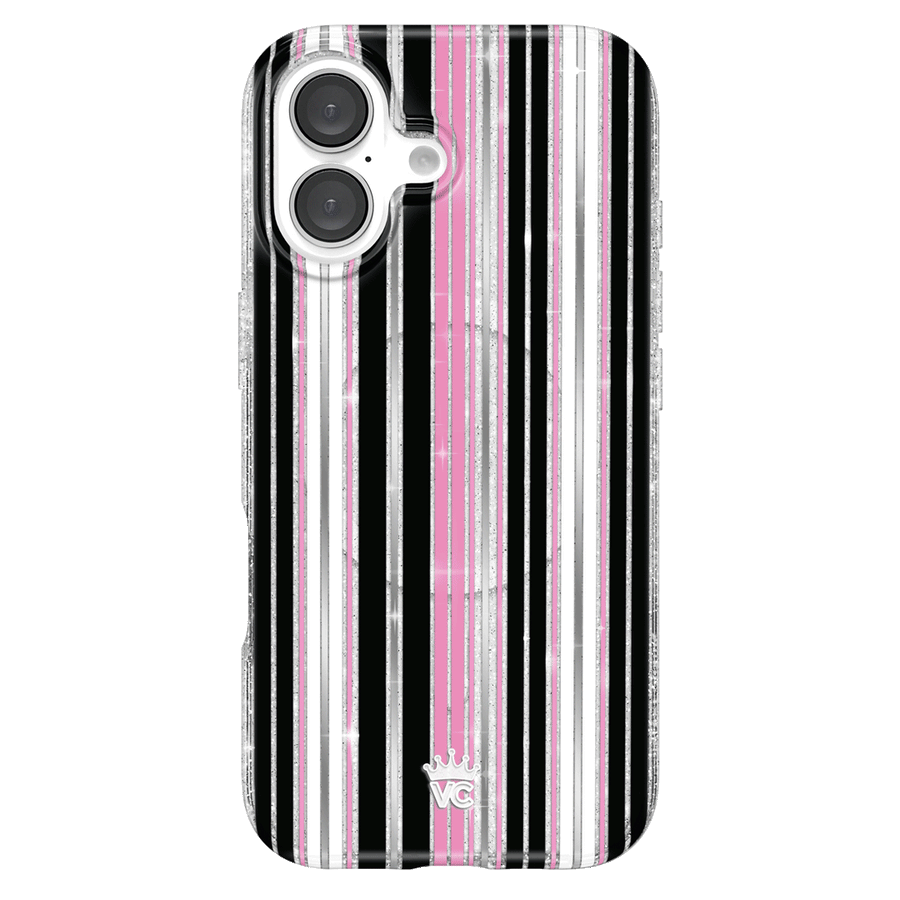 Pretty Punk Stripes Glitter iPhone Case