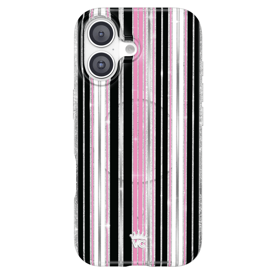 Pretty Punk Stripes Glitter iPhone Case