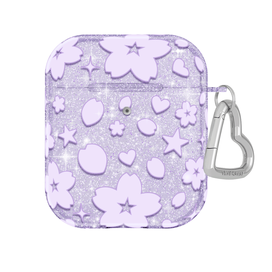 Lavender Cherry Blossom Glitter AirPod Case