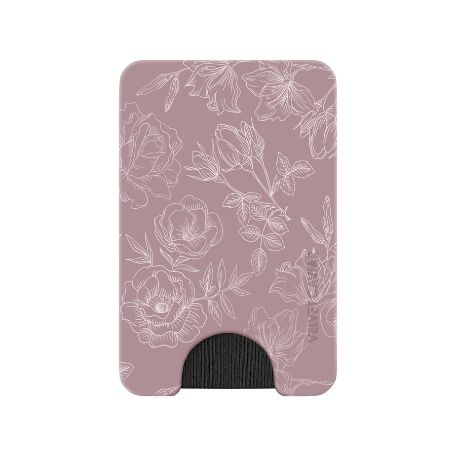 Dusty Rose Chrome Floral MagSafe Wallet