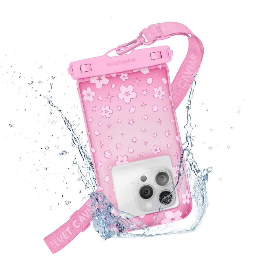 Pink Cherry Blossom Waterproof Floating Phone Pouch