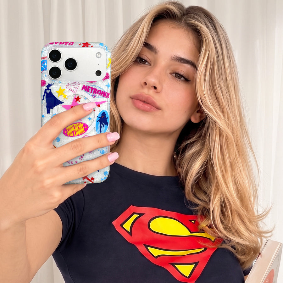 Supergirl Krypto Glitter iPhone Case lifestyle