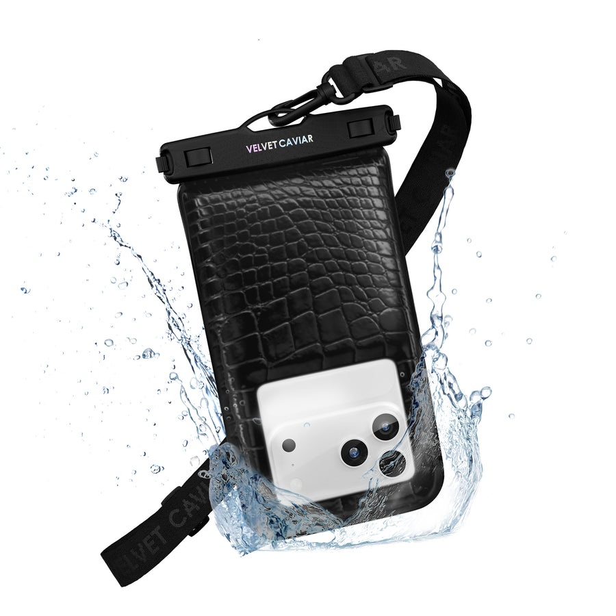 Black Croc Waterproof Floating Phone Pouch