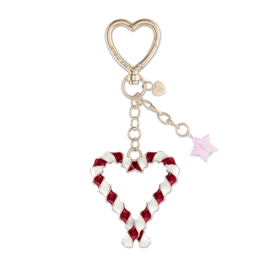 Candy Cane Heart Bag Charm