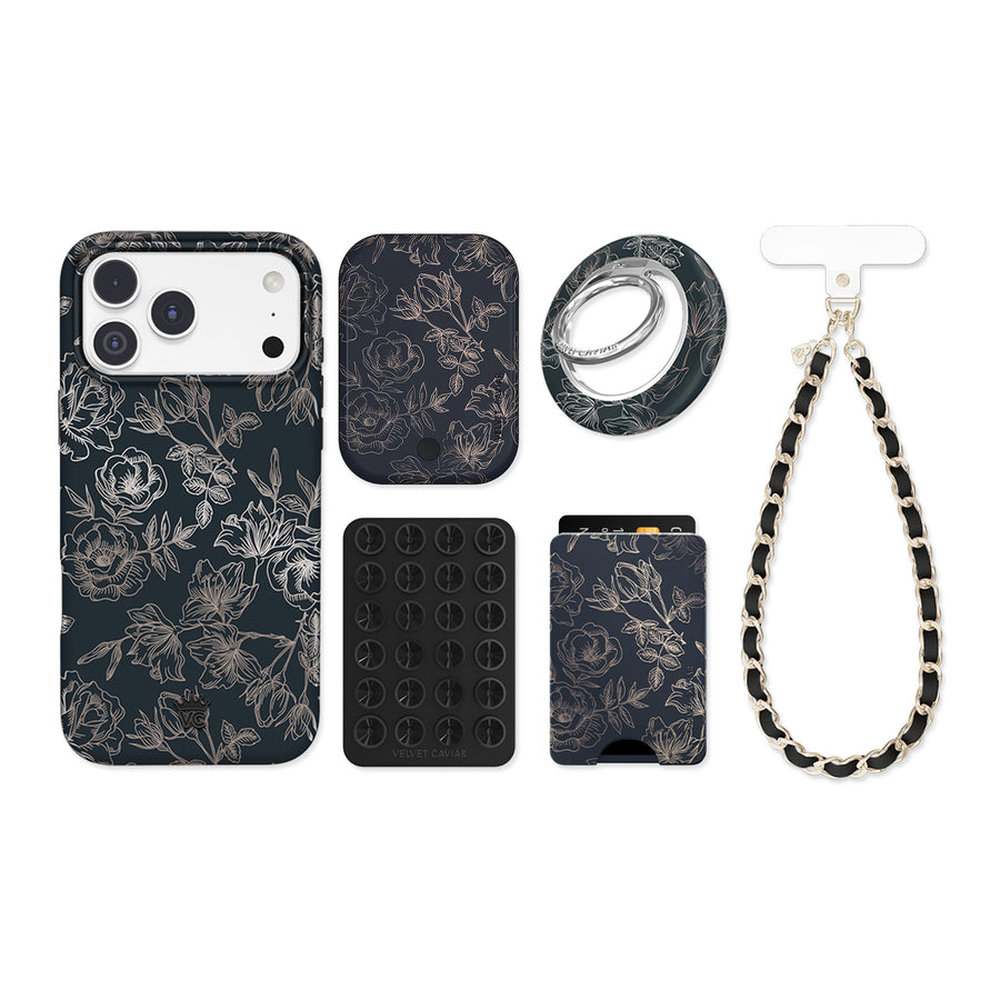 Floral Rose Gold Chrome iPhone Bundle Set
