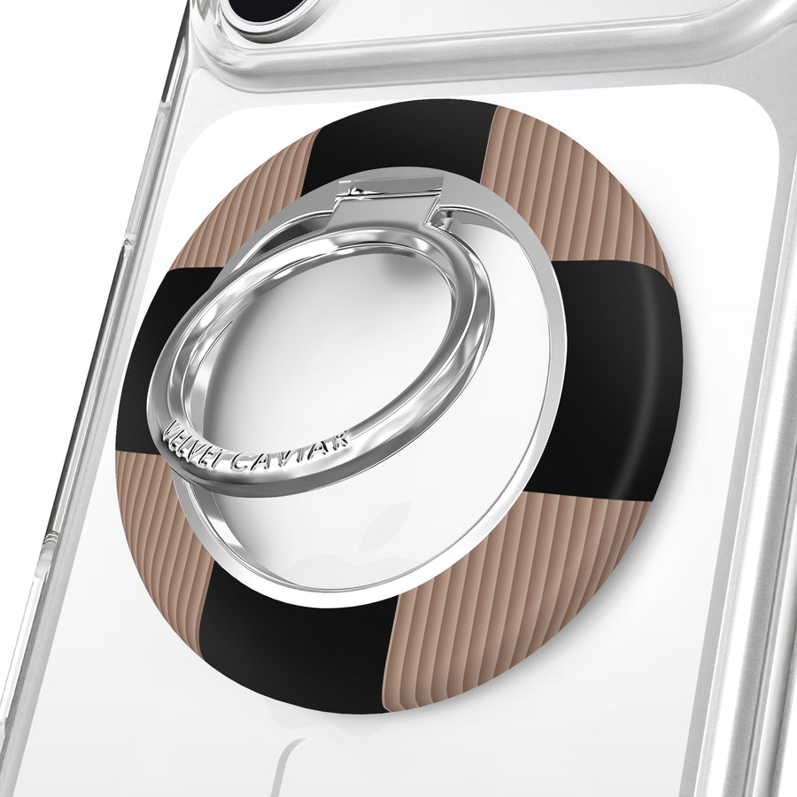 Mocha Vibe Checkered MagSafe Grip Ring