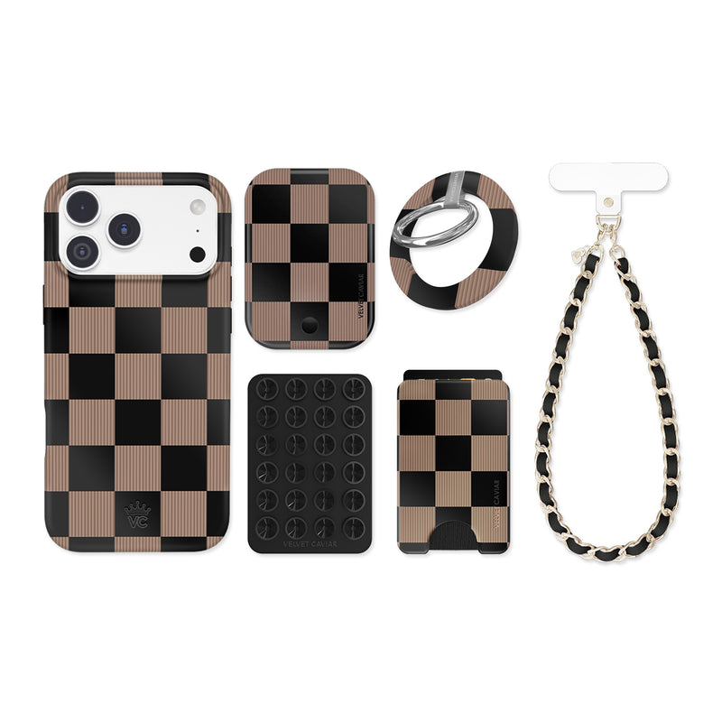 Mocha Vibe Checkered iPhone Bundle Set
