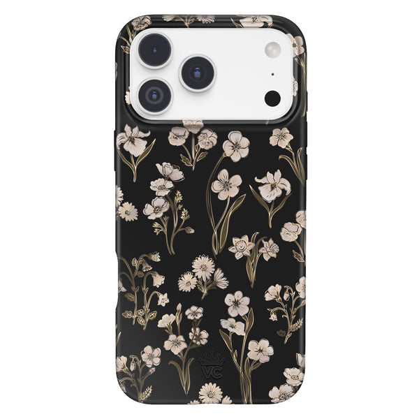 Nightbloom Gold Chrome Floral iPhone Case