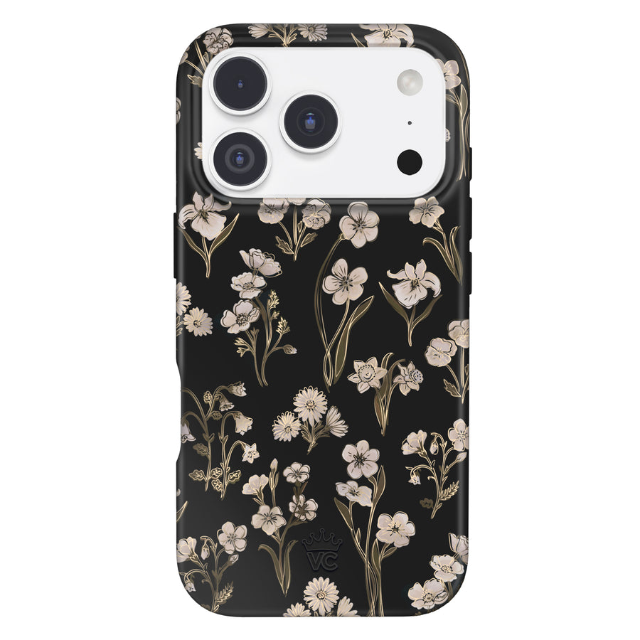 Nightbloom Gold Chrome Floral iPhone Case