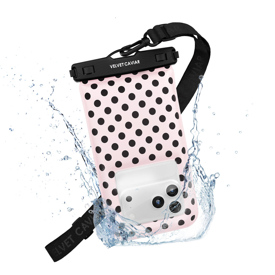 Princess Pink Polka Dot Waterproof Floating Phone Pouch