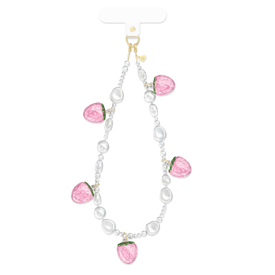 Strawberry Pearl Chain Phone Charm