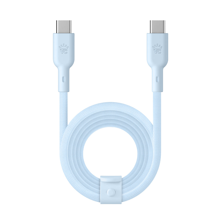 Whisper Blue 6ft USB-C fast charging cable, durable and tangle-free