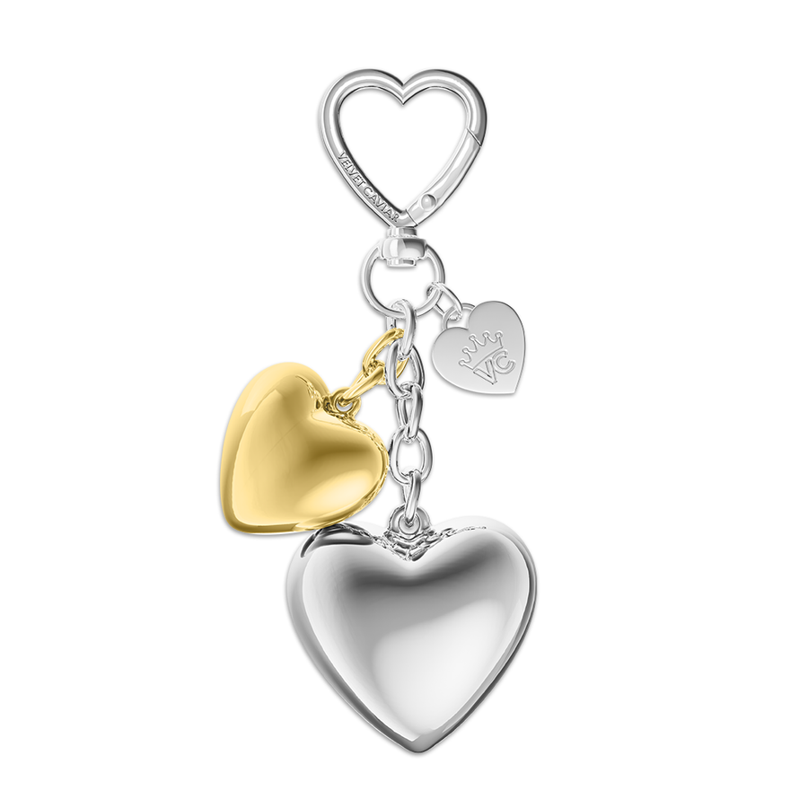 Mixed Metal Heart Bag Charm