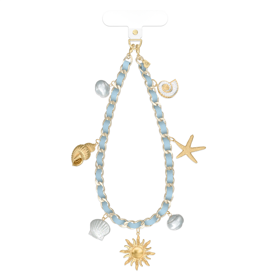 Coastal Princess Leather Chain Phone Charm