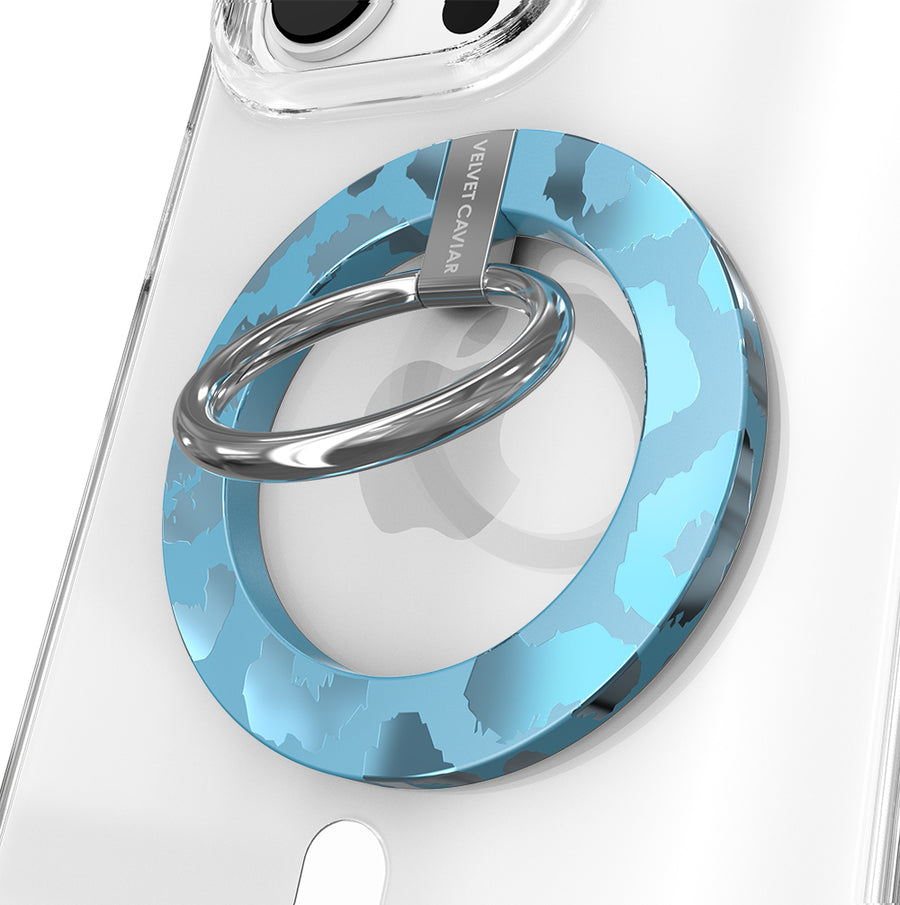 Blue Sapphire Leopard MagSafe Grip Ring
