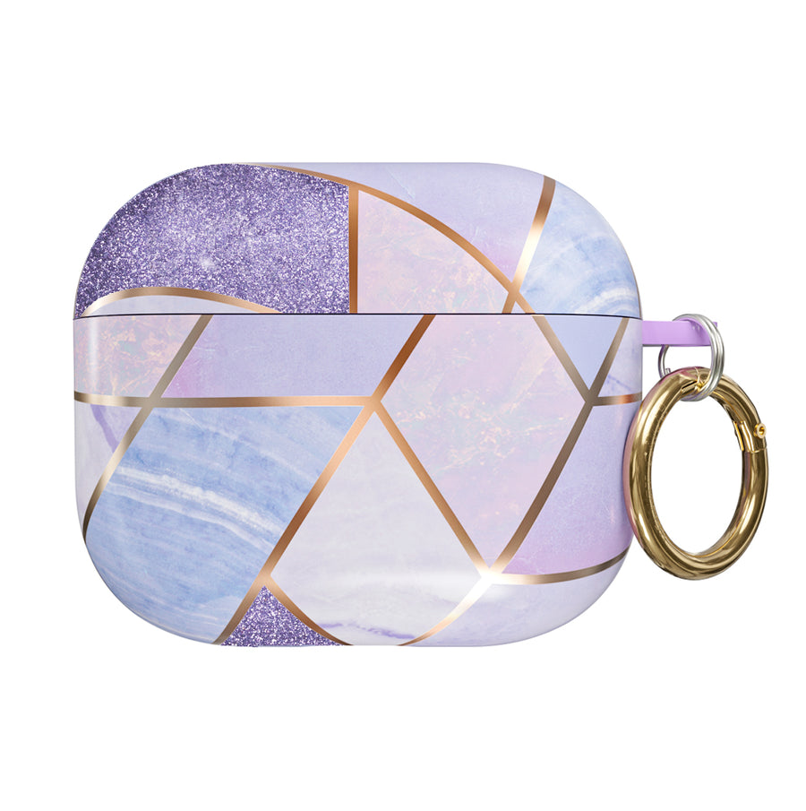 Purple Geometric Marble Airpods Case
